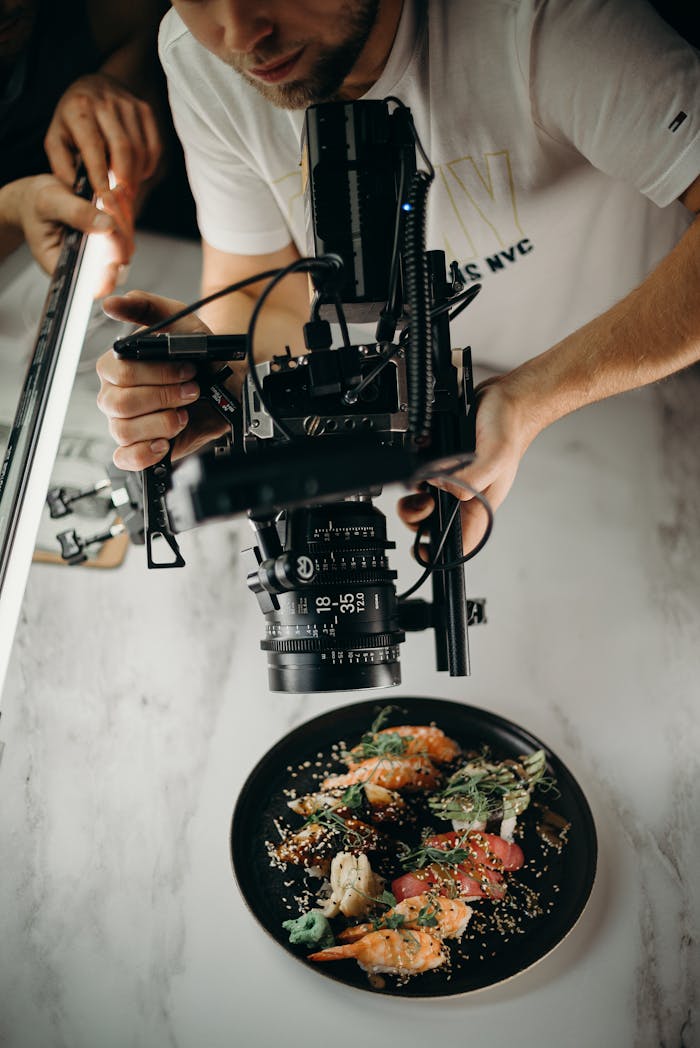 Man Taking Video Shots of a Dish